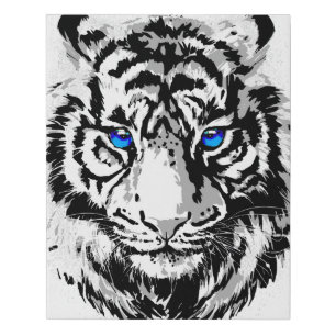 Siberian White Tiger Head - Tiger Blue Eyes Faux Canvas Print