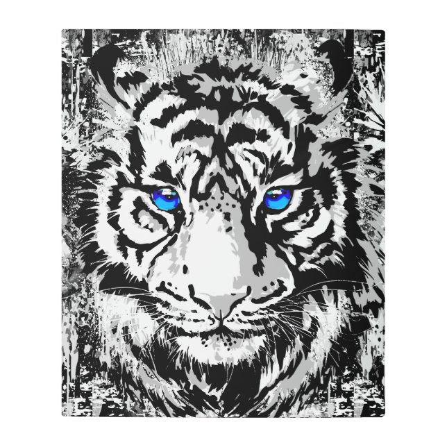 Siberian White Tiger Head - Tiger Blue Eyes Metal  Metal Print (Front)