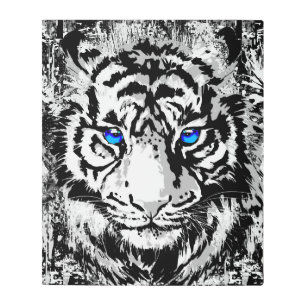 Siberian White Tiger Head - Tiger Blue Eyes Metal  Print