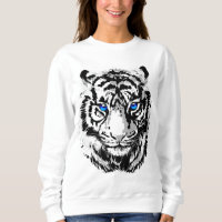 Siberian White Tiger Head - Tiger Blue Eyes
