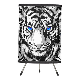 Siberian White Tiger Head - Tiger Lamp Blue Eyes