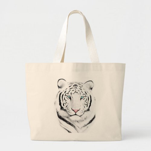 Siberian White Tiger Large Tote Bag