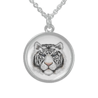 Siberian White Tiger Sterling Silver Necklace