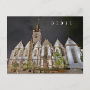 Sibiu Cathedral at night postcard