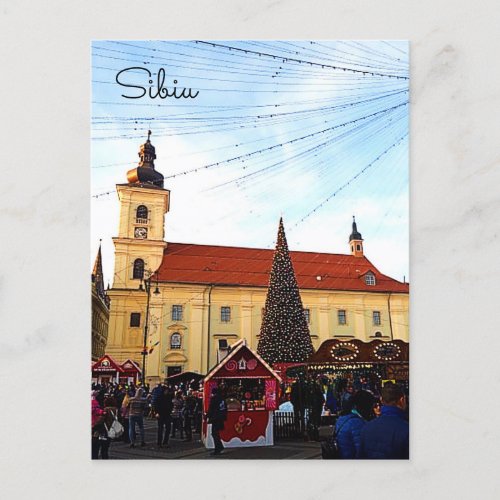 Sibiu Christmas Market Holiday Postcard