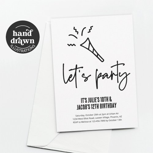 Sibling Birthday Party Brother  Sister Invitation