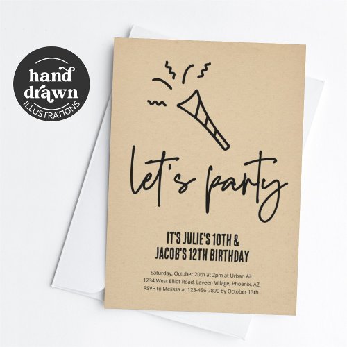 Sibling Birthday Party Brother  Sister Invitation