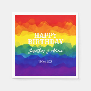 Sibling Colorful Rainbow Joint Birthday Napkins