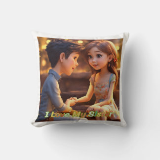 ** "Sibling Love: Brother and Sister Design pillow