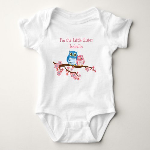 Sibling Owls Little Sister Matching Infant T_Shirt Baby Bodysuit