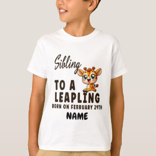 Sibling to Leap year birthday Leaping Baby Giraffe T-Shirt