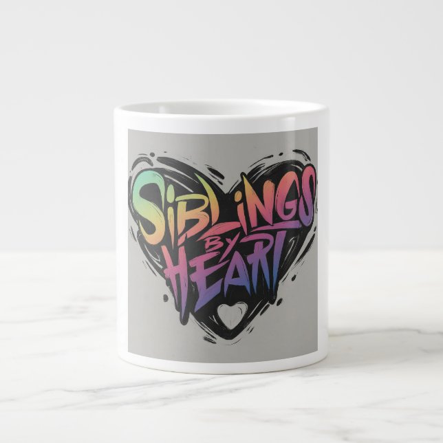 Siblings By Heart Giant Coffee Mug (Front)