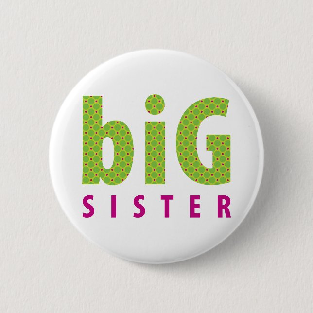 SIBLINGS COLLECTION - big sister {lime} Button (Front)