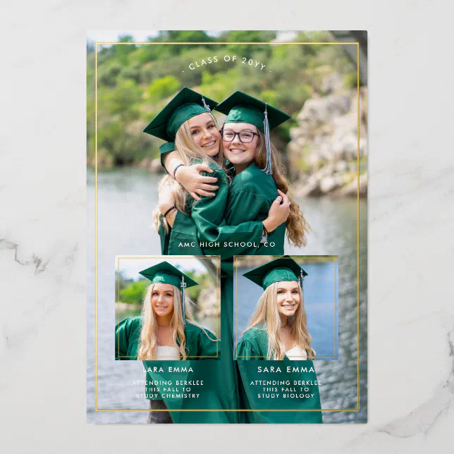 Siblings Double Graduation Foil Invitation Zazzle