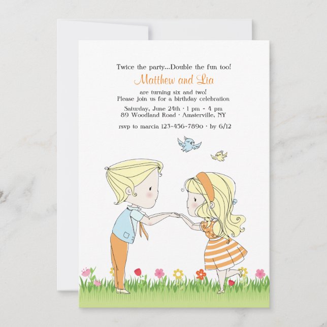 Siblings in the Garden Invitation (Front)