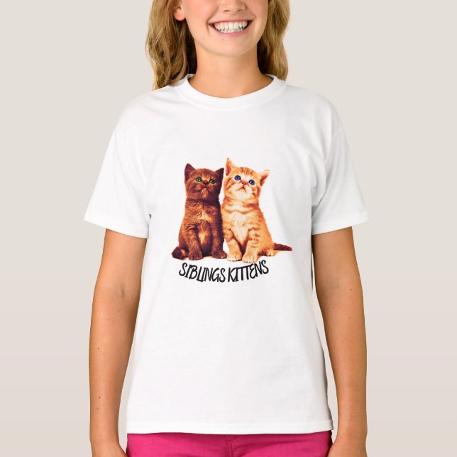 Siblings kittens, two cute cats T-Shirt (Front)