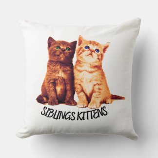 Siblings kittens, two cute cats throw pillow