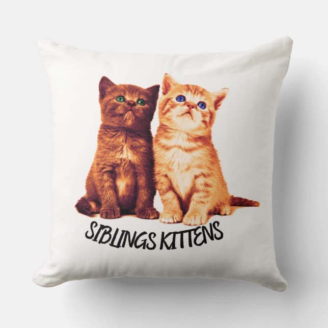 Siblings kittens, two cute cats throw pillow (Front)