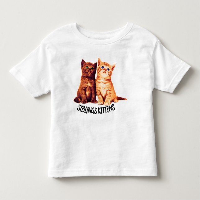 Siblings kittens, two cute cats toddler t-shirt (Front)