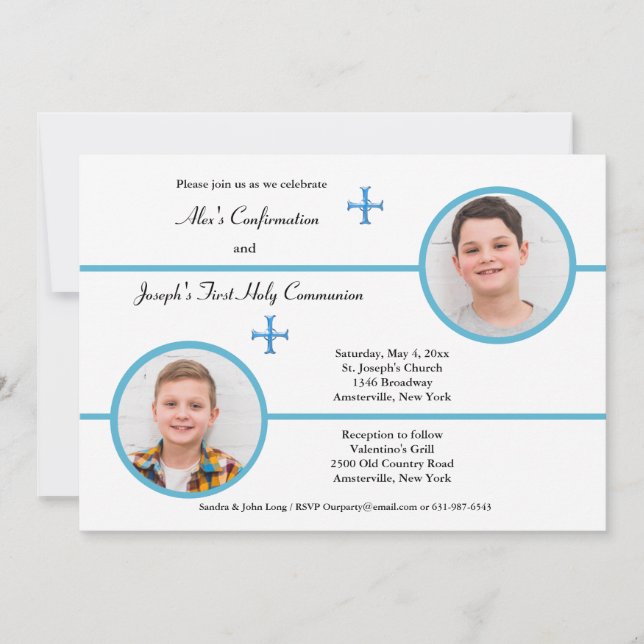 Siblings Two Brothers Photo Religious Invitation (Front)