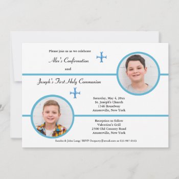 Siblings Two Brothers Photo Religious Invitation by PixiePrints at Zazzle
