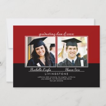 Siblings Two Photo Graduation Announcement by mistyqe at Zazzle