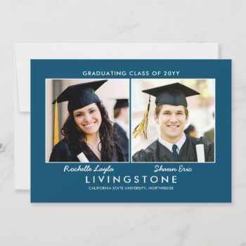 Siblings Two Photo Graduation Announcement by mistyqe at Zazzle