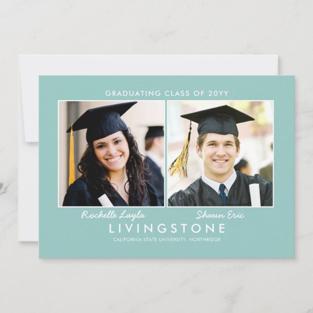 Siblings Two Photo Graduation Announcement (Front)