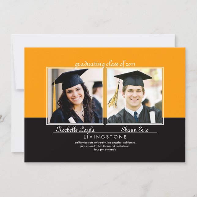 Siblings Two Photo Graduation Announcement (Front)