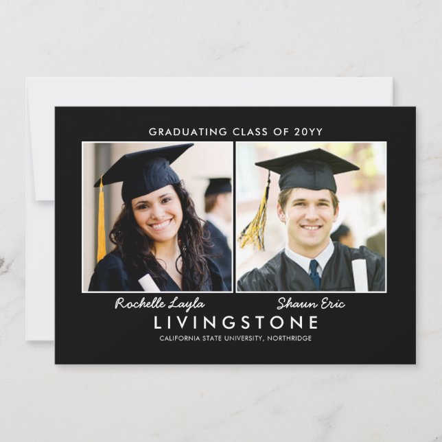 Siblings Two Photo Graduation Announcement (Front)