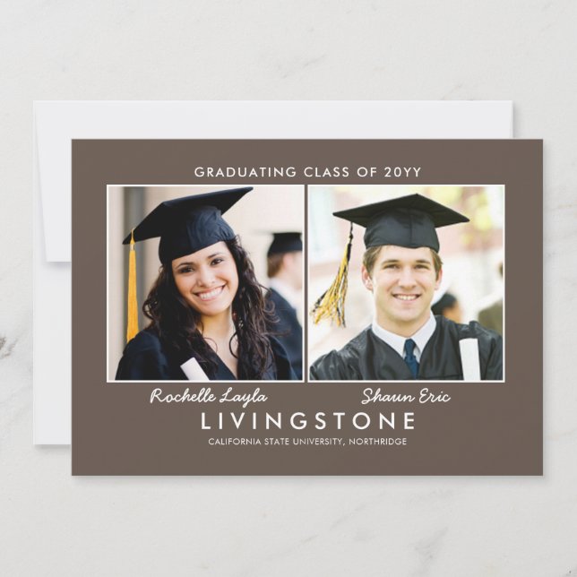 Siblings Two Photo Graduation Announcement (Front)