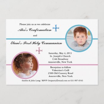 Siblings Two Photo Religious Invitation by PixiePrints at Zazzle