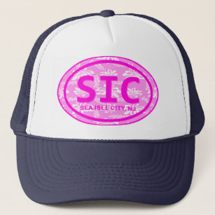 SIC Sea Isle City NJ Pink Floral Beach Tag Hat