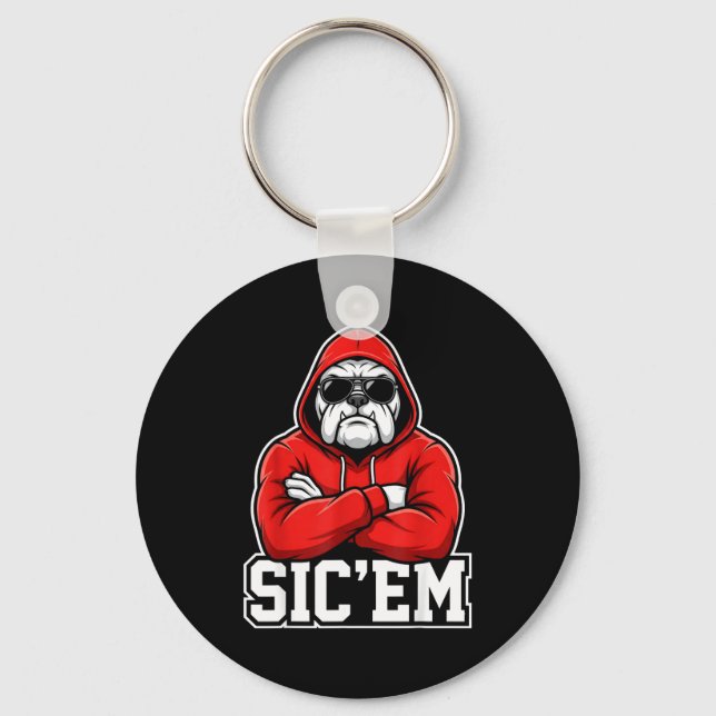 Sic'em Bulldogs Graphic Men Women Kid Boy Girl  Keychain (Front)