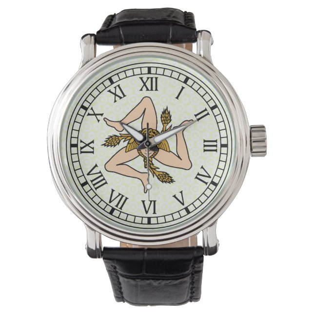 Sicilain Triskelion Watch with Roman Numerals (Front)