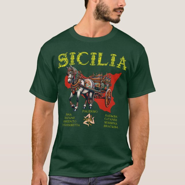Sicilia Carretto Siciliano 9 Province T-Shirt (Front)