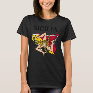 Sicilia Flag Sicily Palermo Italy 14 T-Shirt