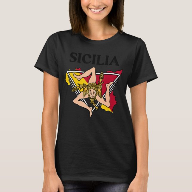 Sicilia Flag Sicily Palermo Italy 14 T-Shirt (Front)