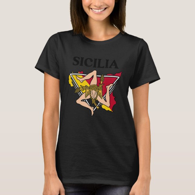 Sicilia Flag Sicily Palermo Italy 14 T-Shirt (Front)
