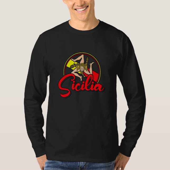 Sicilia Flag Sicily Palermo Italy  18 T-Shirt (Front)