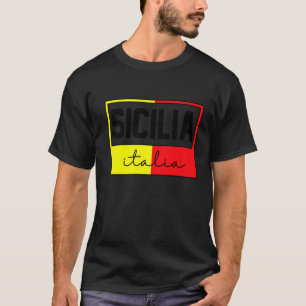 Sicilia Flag Sicily Palermo Italy 33 T-Shirt