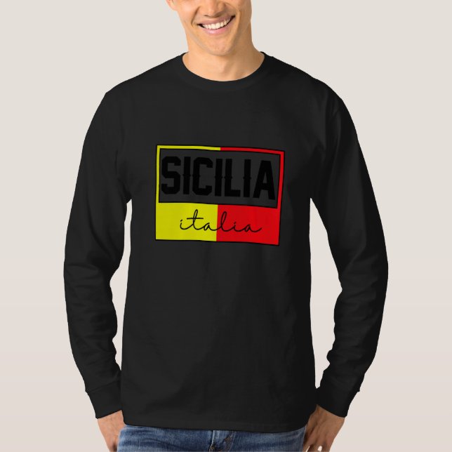 Sicilia Flag Sicily Palermo Italy  33 T-Shirt (Front)