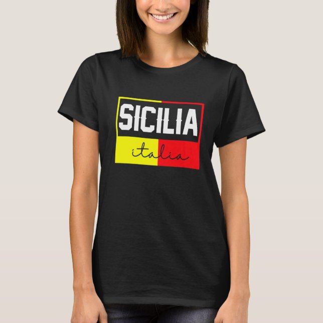 Sicilia Flag Sicily Palermo Italy  39 T-Shirt (Front)