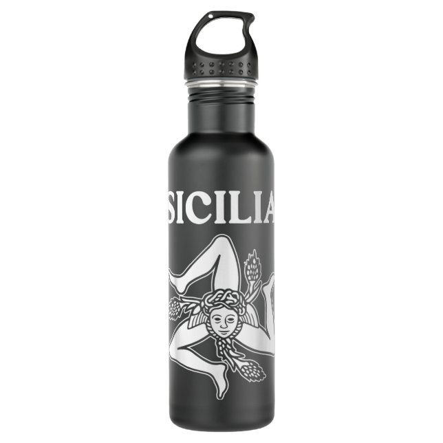 Sicilia Flag Sicily Palermo Italy Stainless Steel Water Bottle (Front)