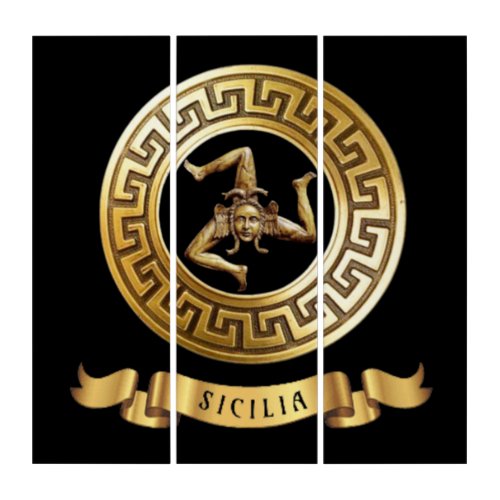 SICILIA Golden Trinacria Symbol of the Island Triptych