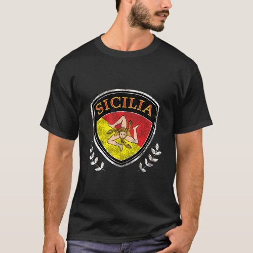 Sicilia Italia Flag Vintage Sicilian Sicily Italy  T_Shirt