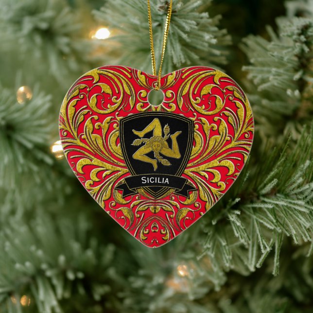 Sicilia Keepsake Heirloom Heart Ceramic Ornament (Tree)