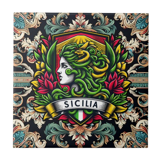 Sicilia Sicilian Design  Ceramic Tile (Front)