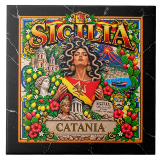 SICILIA Sicilian Design Customize Name CATANIA Ceramic Tile