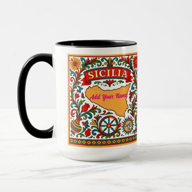 Sicilia Sicilian Design (customize with name) Mug (Left)